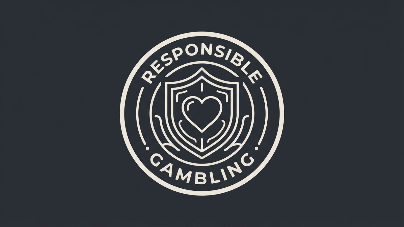 Responsible gambling shield badge on dark background