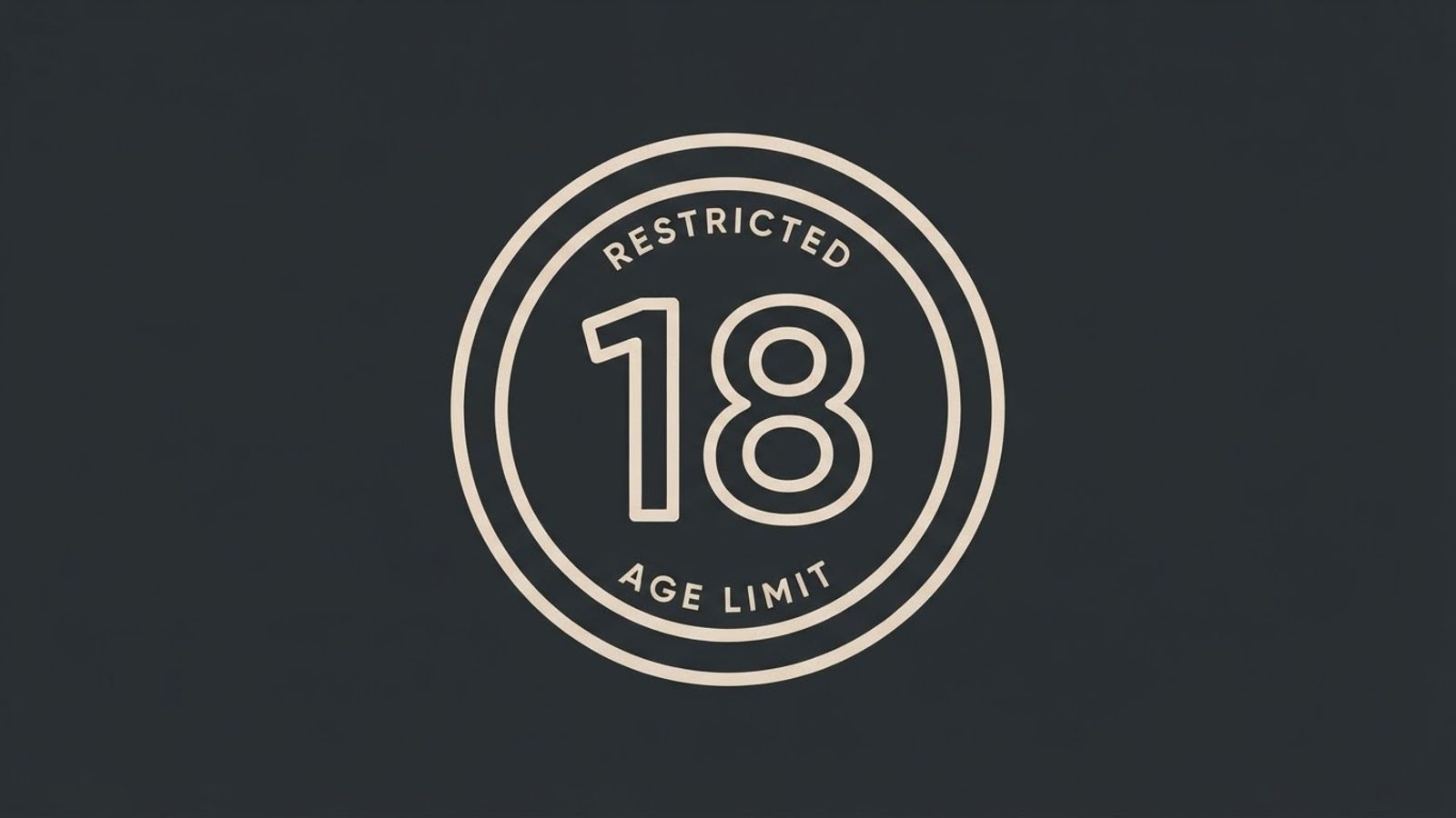 Eighteen plus age restriction badge on dark background